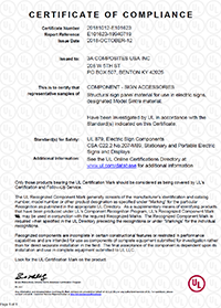 SINTRA® UL Certificate of Compliance